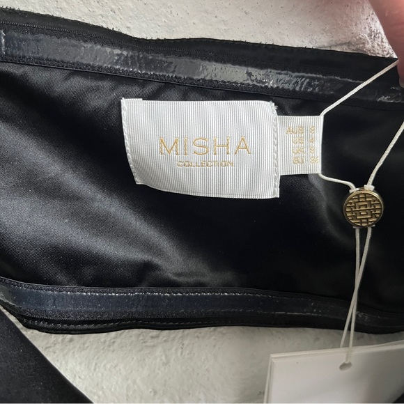 NWT Misha Selina Midi Cut Out Dress in Black Satin - Picture 6 of 7